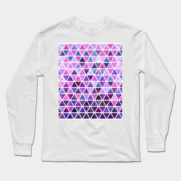 Berry Purples - Triangle Patchwork Pattern Long Sleeve T-Shirt by micklyn